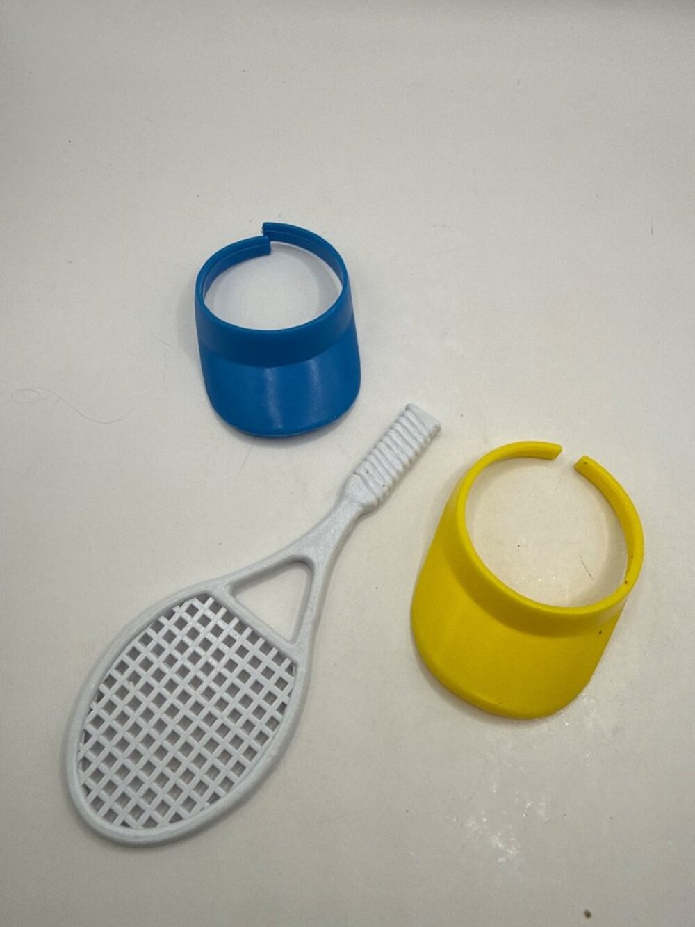 Vtg 80s Barbie Doll Tennis Racket Visor Lot Yellow Blue White Kidcore Y2K 90s